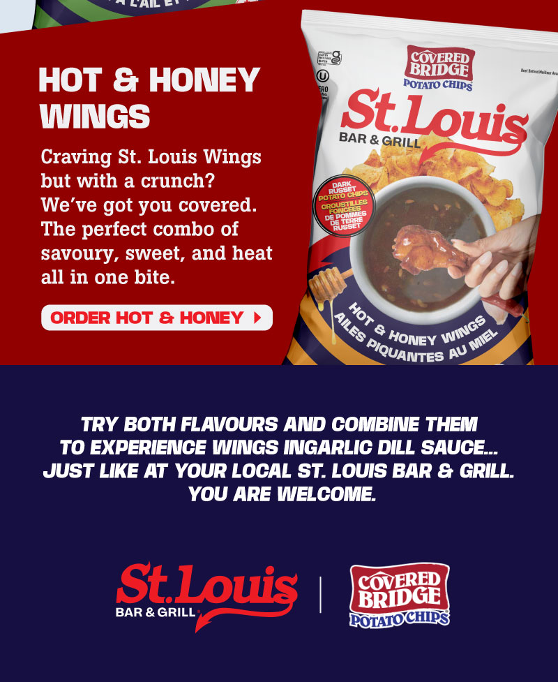 St. Louis Bar and Grill | Hot & Honey Wings | Order Hot & Honey Chips | St. Louis Bar and Grill x Covered Bridge